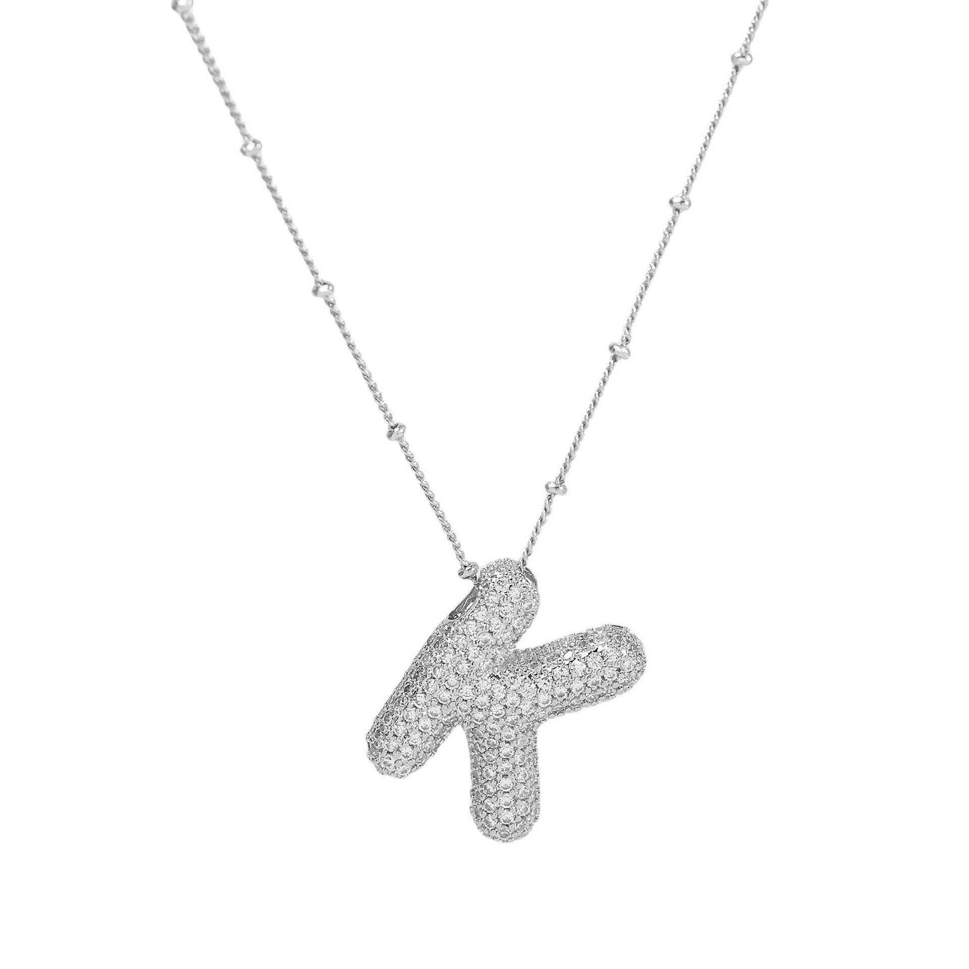 Fynlee Bubble Initial Necklace - Silver K [H3QZI5YP]