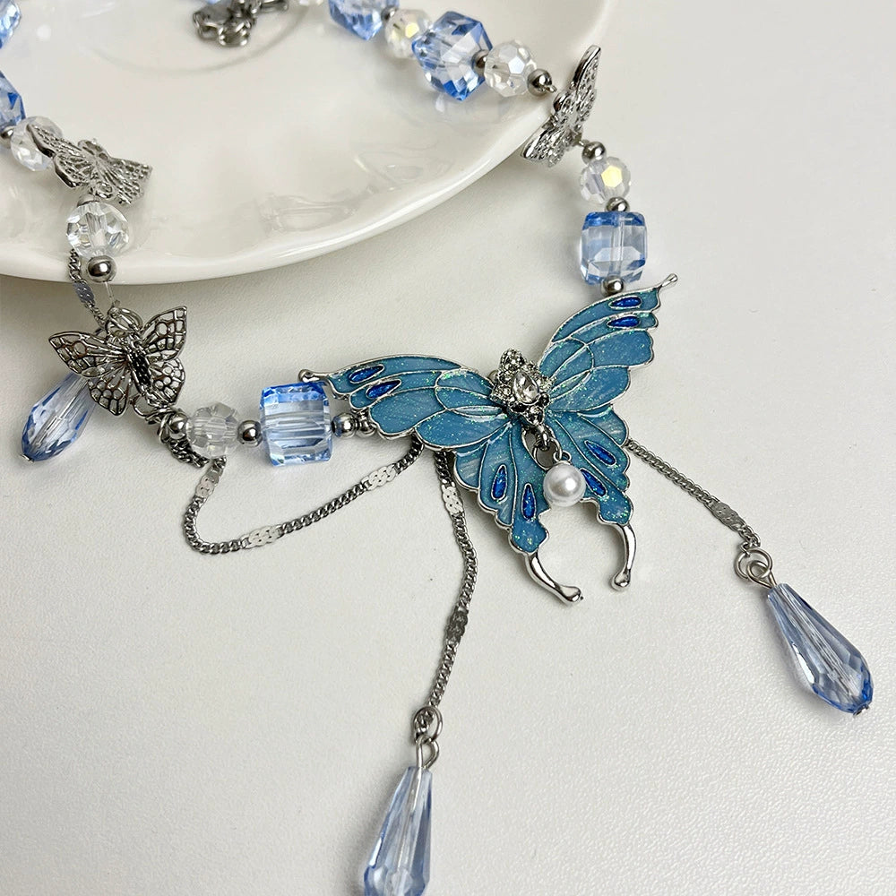 Sarayh Blue Crystal Butterfly Necklace - Main Picture Style Necklace [ZH9XR5NS]