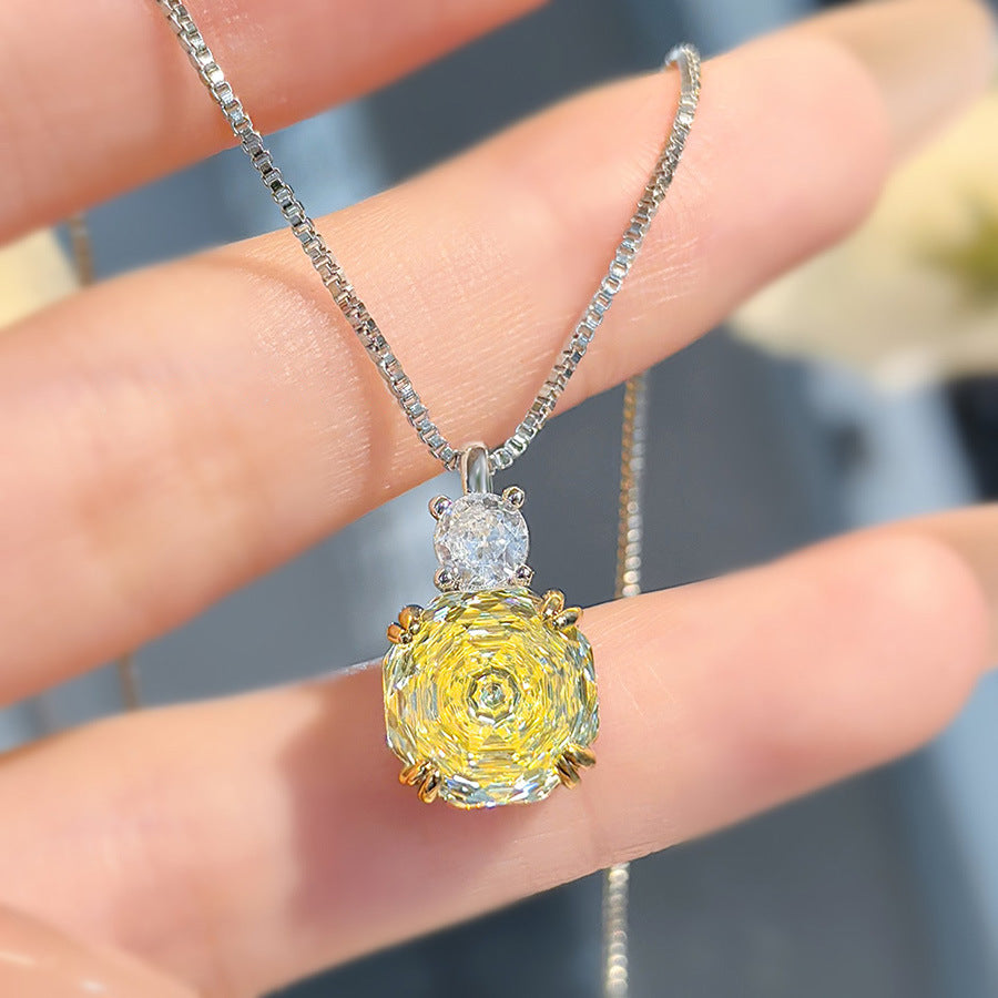 Madelyne Radiant Octagonal Set - Goose Yellow Pendant Necklace [XT5Q4082]