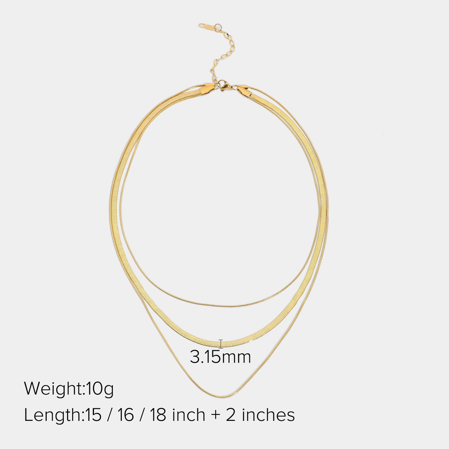 Astoria Layered Snake Chain Necklace - Gold Tone [PEFGBXW9]