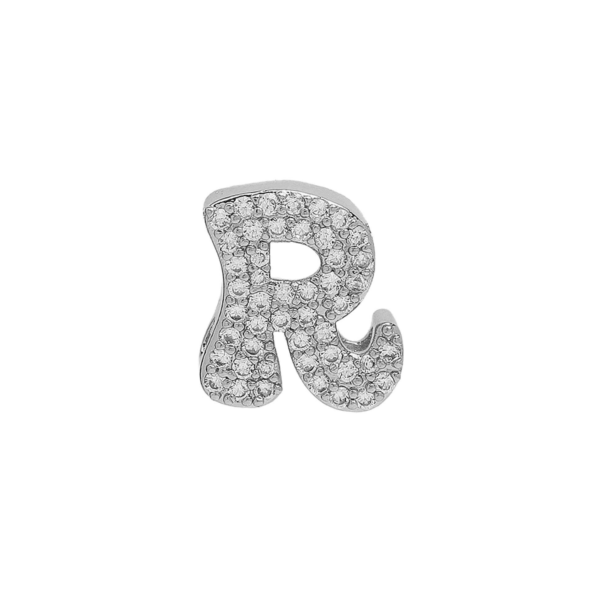 Abella Dainty Initial Jewelry - Silver R Initial Pendant [J0YYC07O]
