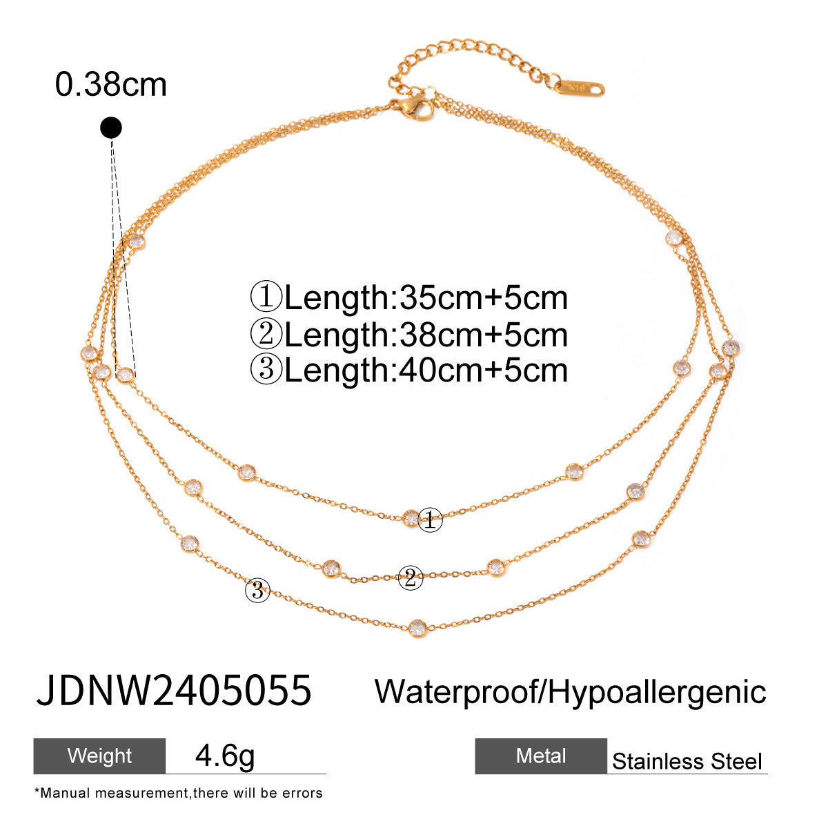 Callie Layered Zircon Necklace - JDNW2405055 [R0X4ORCW]