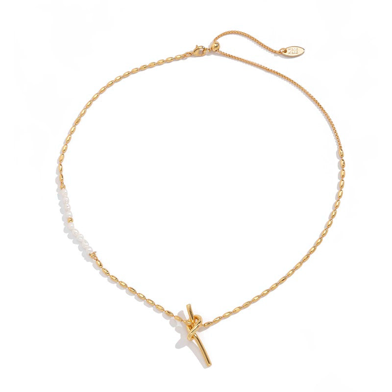 Maddyson Pearl Knot Necklace - Rope Knot Pendant Pearl Necklace [WBL4EO63]