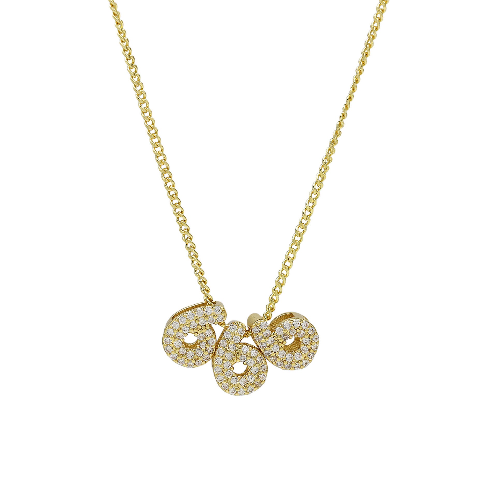 Christie Angel Number Pendant Necklace - 666 Gold [BVZR1Z3O]