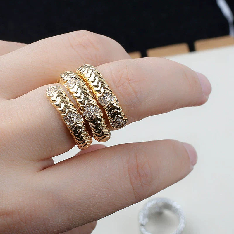 Devin Serpent Zircon Bracelet - Gold Ring