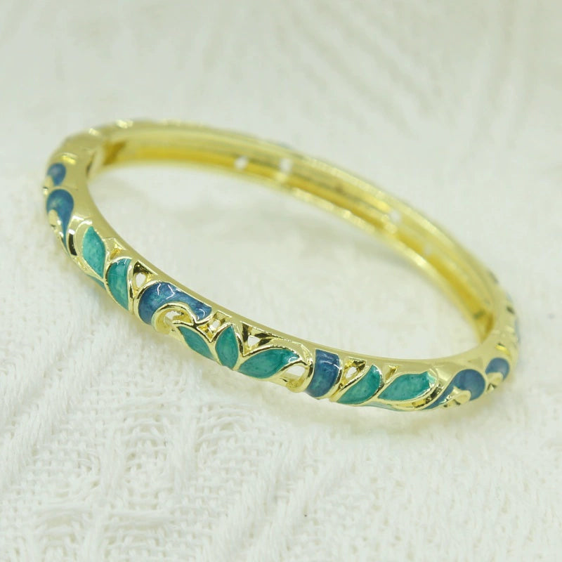 Ahtziri Cloisonne Enamel Bracelet - Peacock Blue [WLPL5V6C]