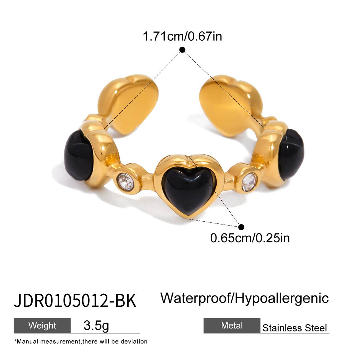 Quinley Crystal Ring Set - Paved Band Ring - Black [R5S3A1RK]