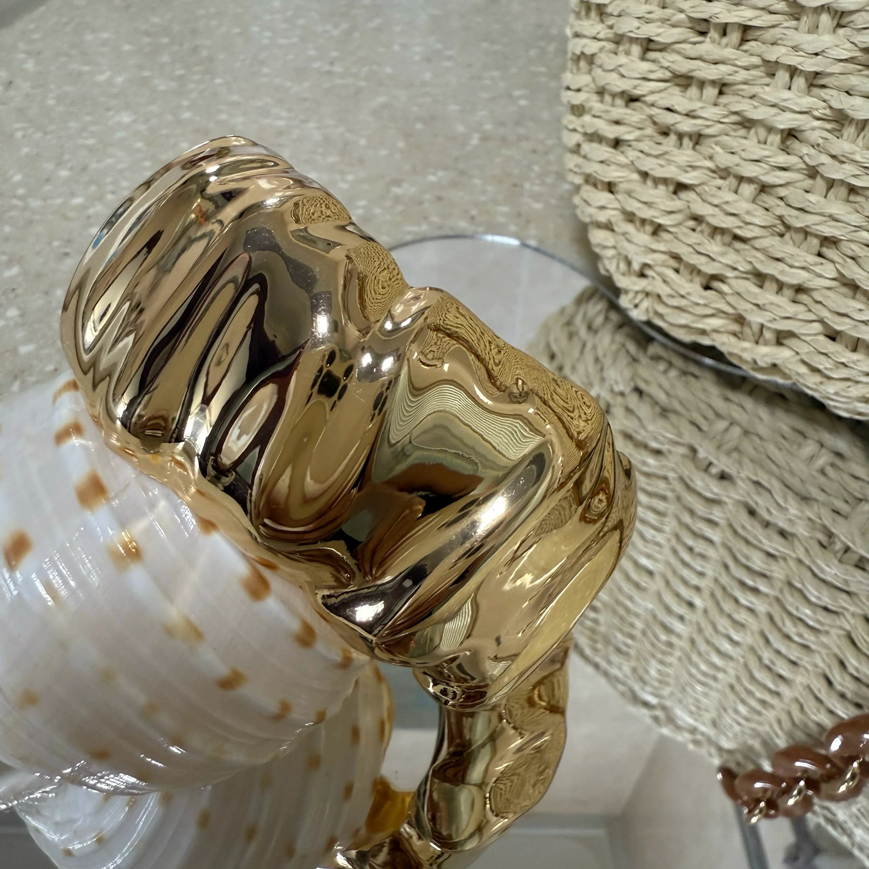 Emalyn Textured Statement Bangle - Gold Striped Bangle