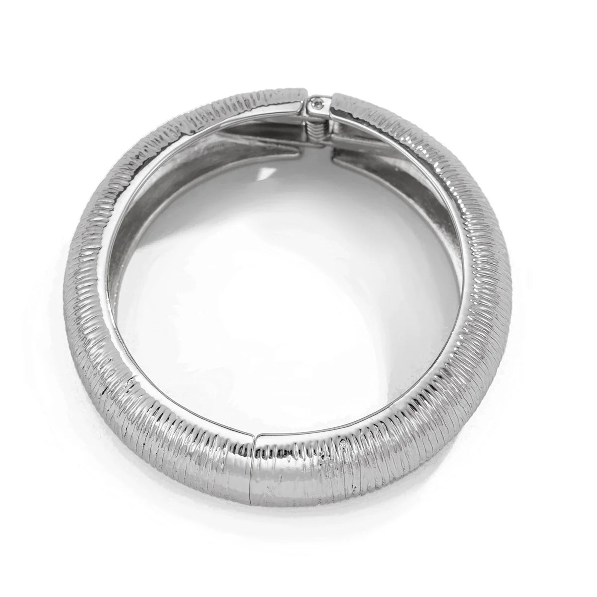 Glory Modern Geometric Bangle - Curved Stripe Silver