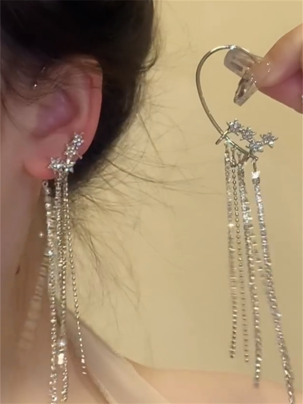 Eliyah Star Tassel Ear Cuff - Left Ear Cuff (S925 Silver)
