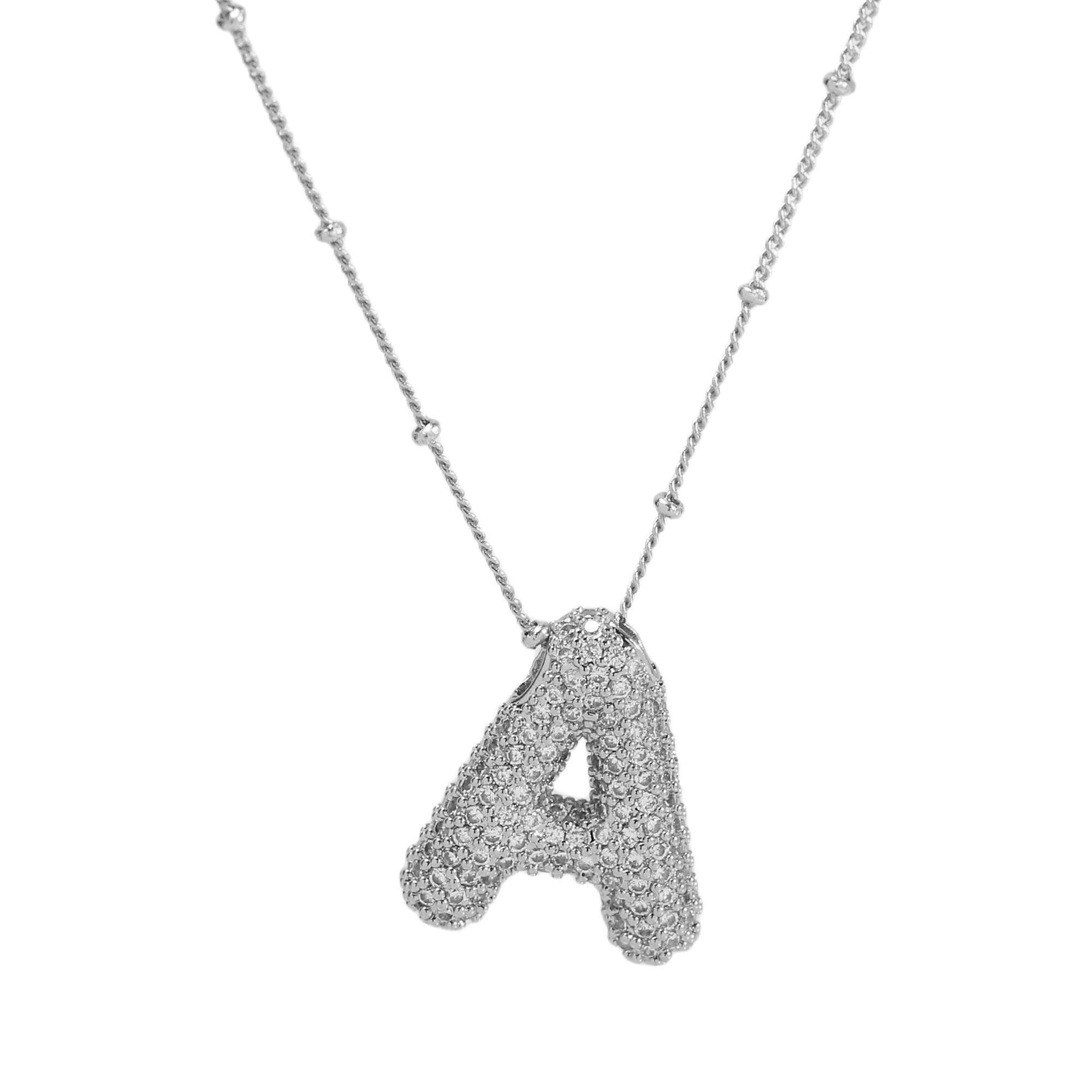 Fynlee Bubble Initial Necklace - Silver A [1OIJ49ZX]