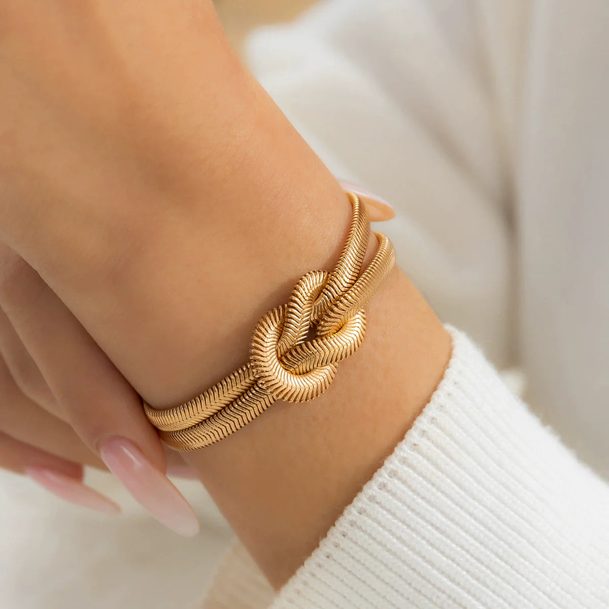 Ryanna Interlocking Metal Chain - Bracelet Gold