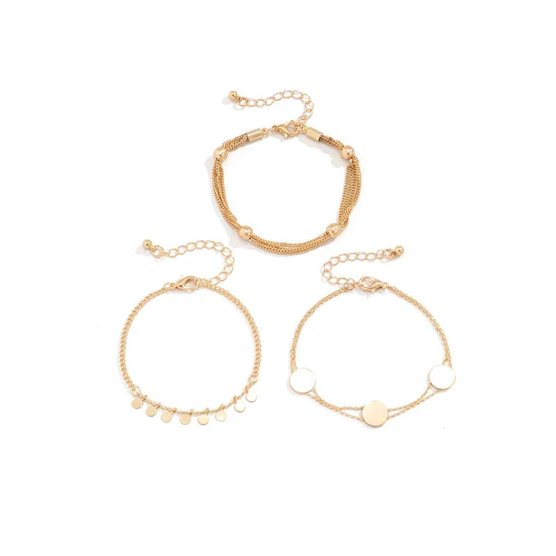 Dora Layered Sequin Bracelet Set - Gold