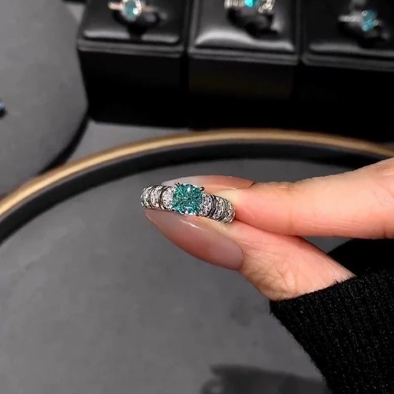 Lowen Starburst Zircon Ring - Aqua Green Zircon