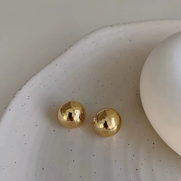 Belky Geometric Mosaic Earrings - Gold Round