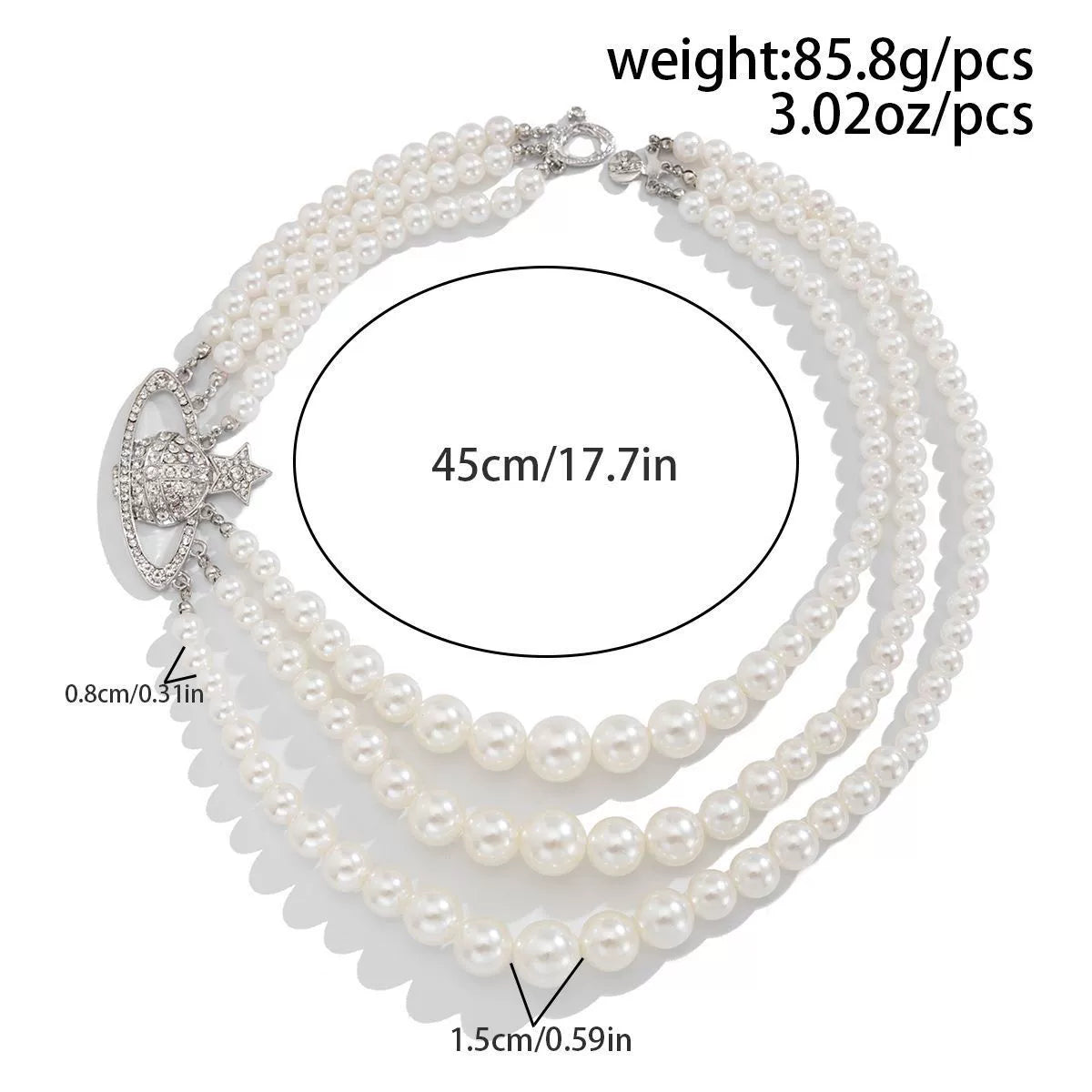 Jhene Celestial Pearl Choker - Silver Asymmetric Five-Pointed Star