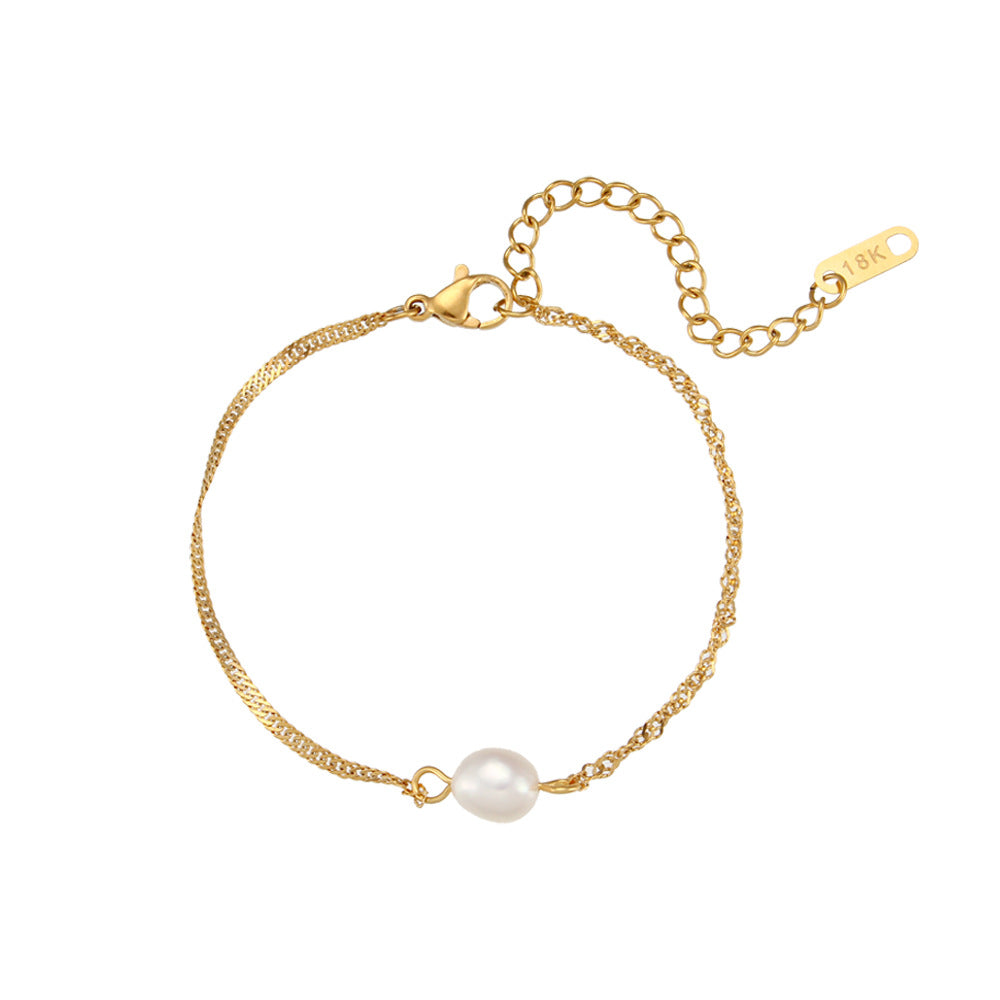 Siyona Freshwater Pearl Collection - Water Wave Chain Freshwater Pearl Bracelet [9Q8IB5KB]