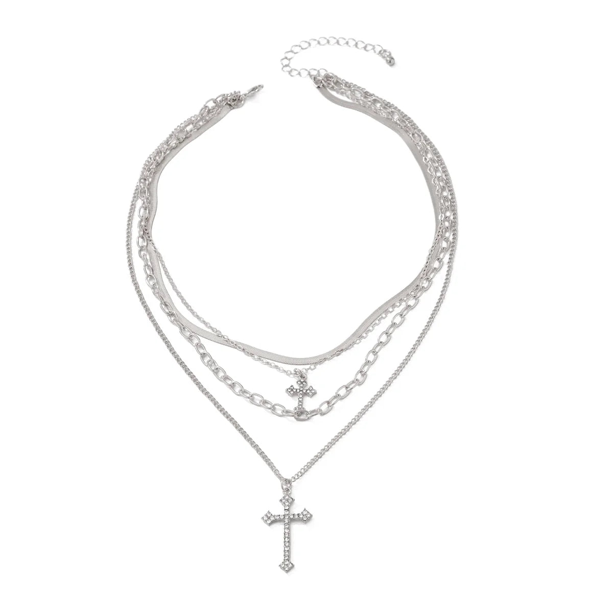 Britney Layered Charm Necklace - Silver
