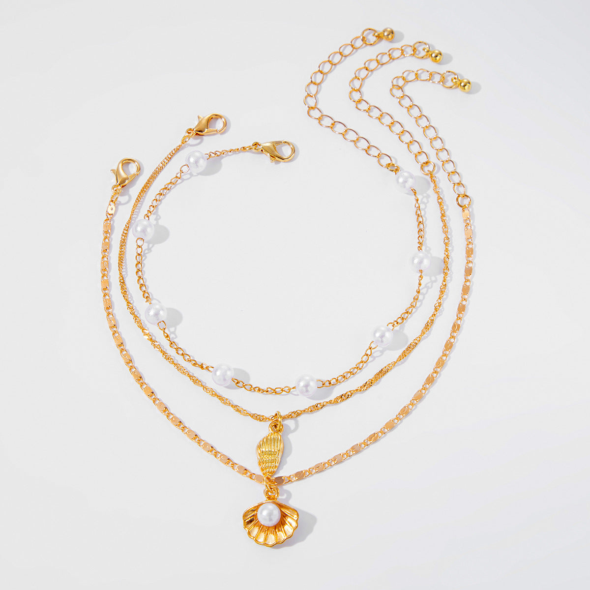Syncere Pearl Shell Anklet - Gold [EVZQ0XDJ]