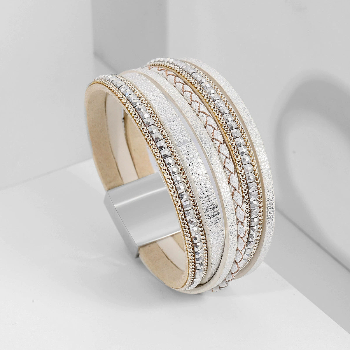 Georgia Woven Leather Bracelet - White [K5G6JQFS]