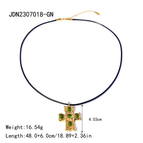 Zenaida Layered Cross Necklace - JDN2307018-GN [OZ54A277]