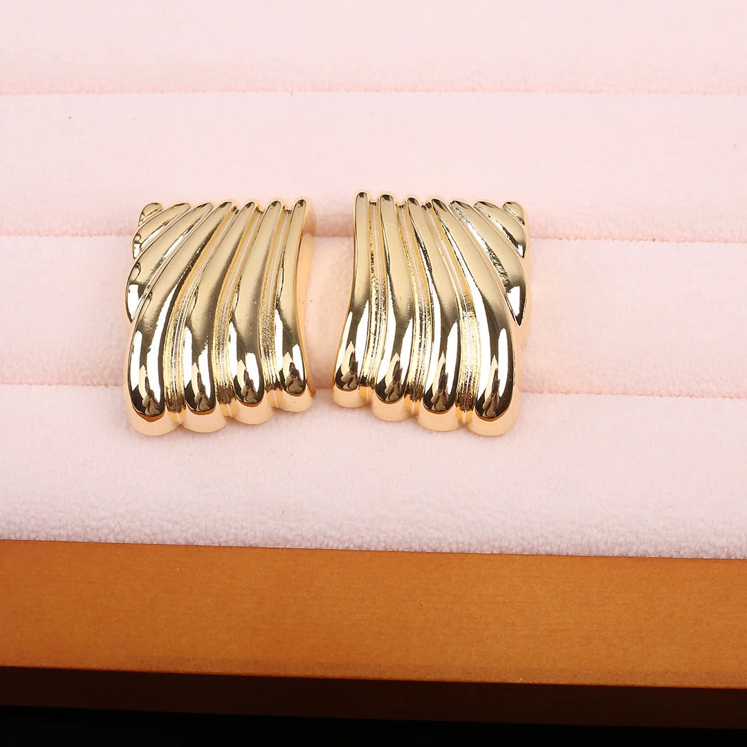 Hilda Metallic Wing Studs - Gold
