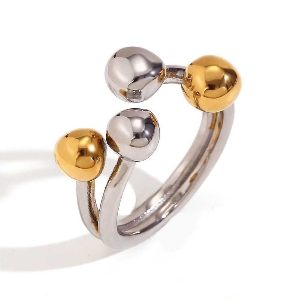Aja Two-Tone Jewelry Collection - Creative Open Round Flower Heart Ring [DB3RZ212]