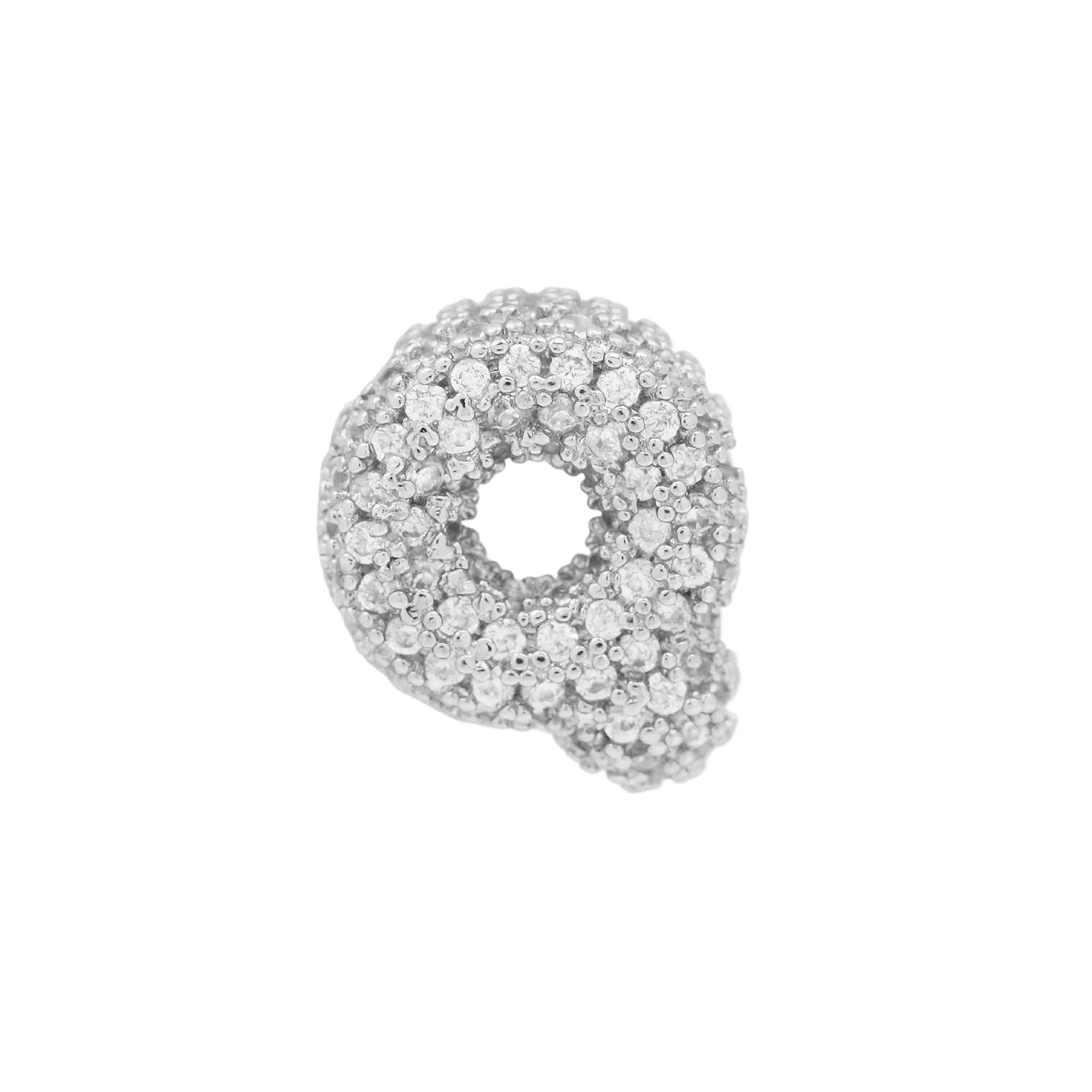 Jehlani Zircon Bubble Letter Necklace - Silver Q Pendant [39REGONX]