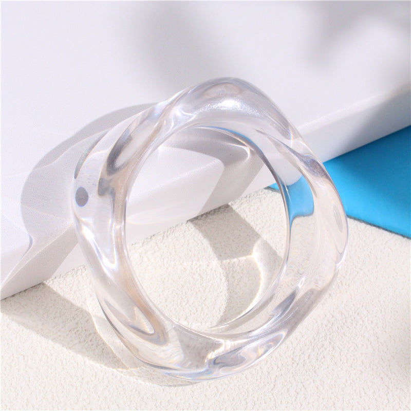 Francesca Marble Resin Bracelet - Trapezoid Square Transparent (Thicker) [CQ0GV62Q]