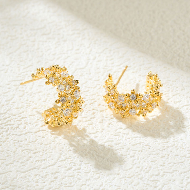 Kiara Dazzling C-Hoop Earrings - Gold Tone [X3QBTABI]