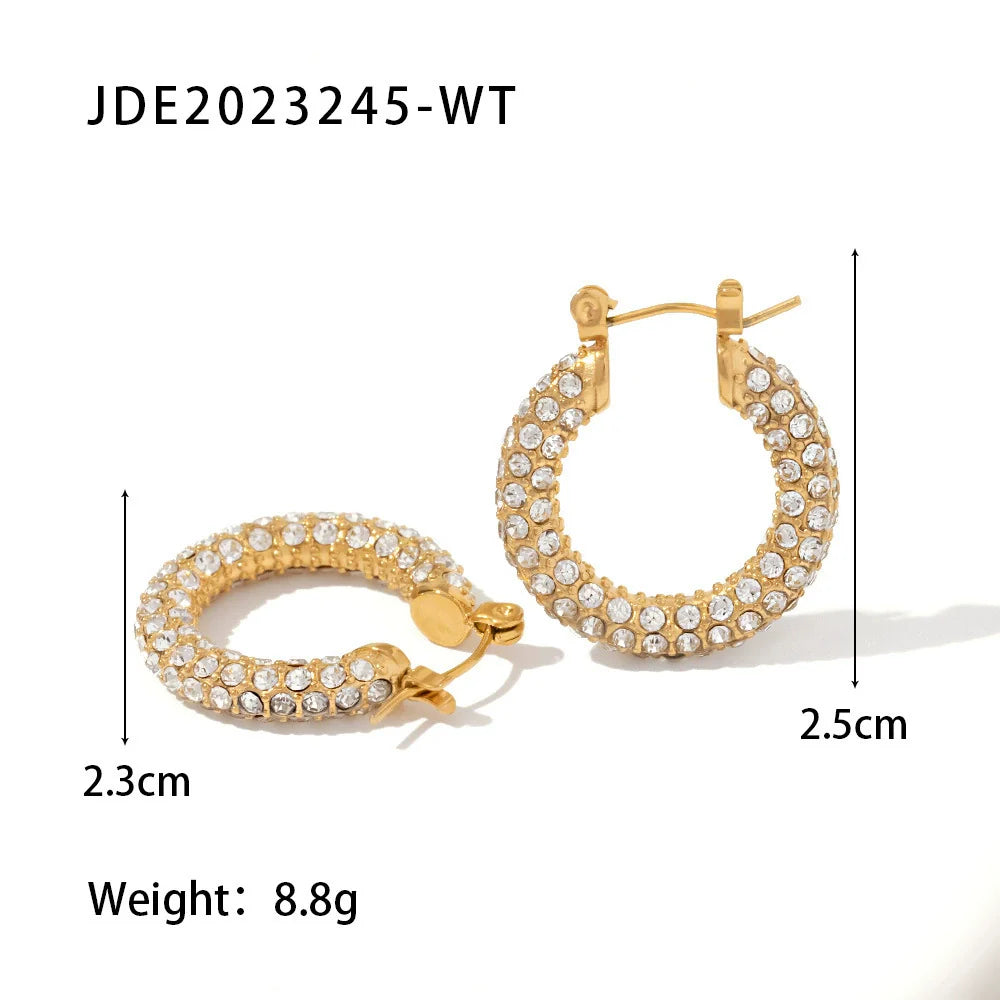 Ahlani Square Zirconia Hoop Earrings - White Zirconia