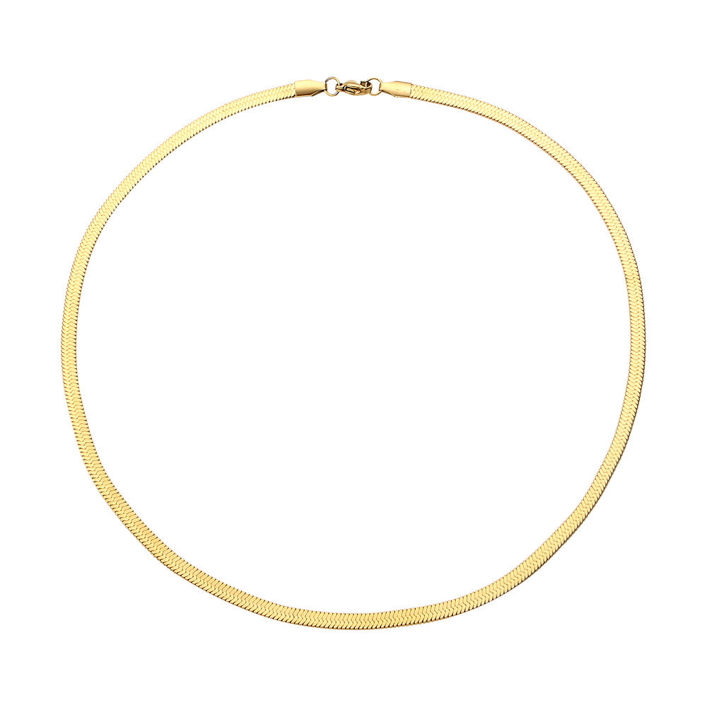 Verena Braided Fishbone Necklace - Single Layer Necklace - Gold (40cm) [YB15BBBT]