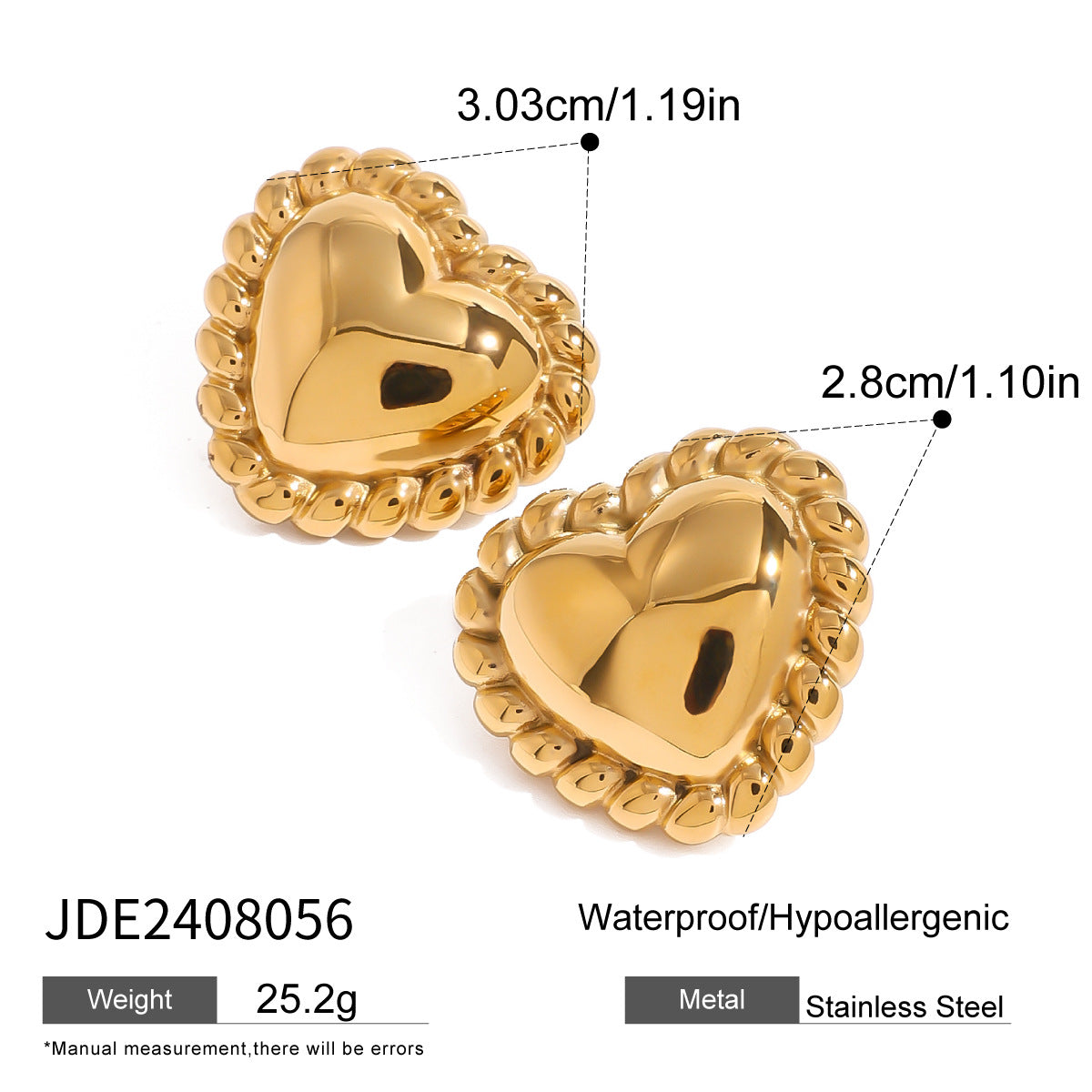 Hallie Stainless Steel Heart Earrings - JDE2408056 [HEUVXP7L]