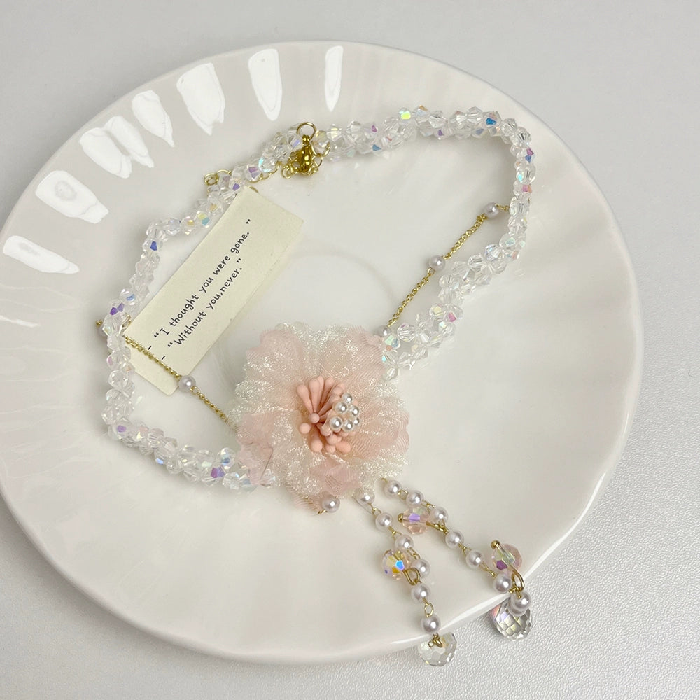 Freyja Crystal Mesh Pearl Necklace Set - Necklace [RIGT2CTM]