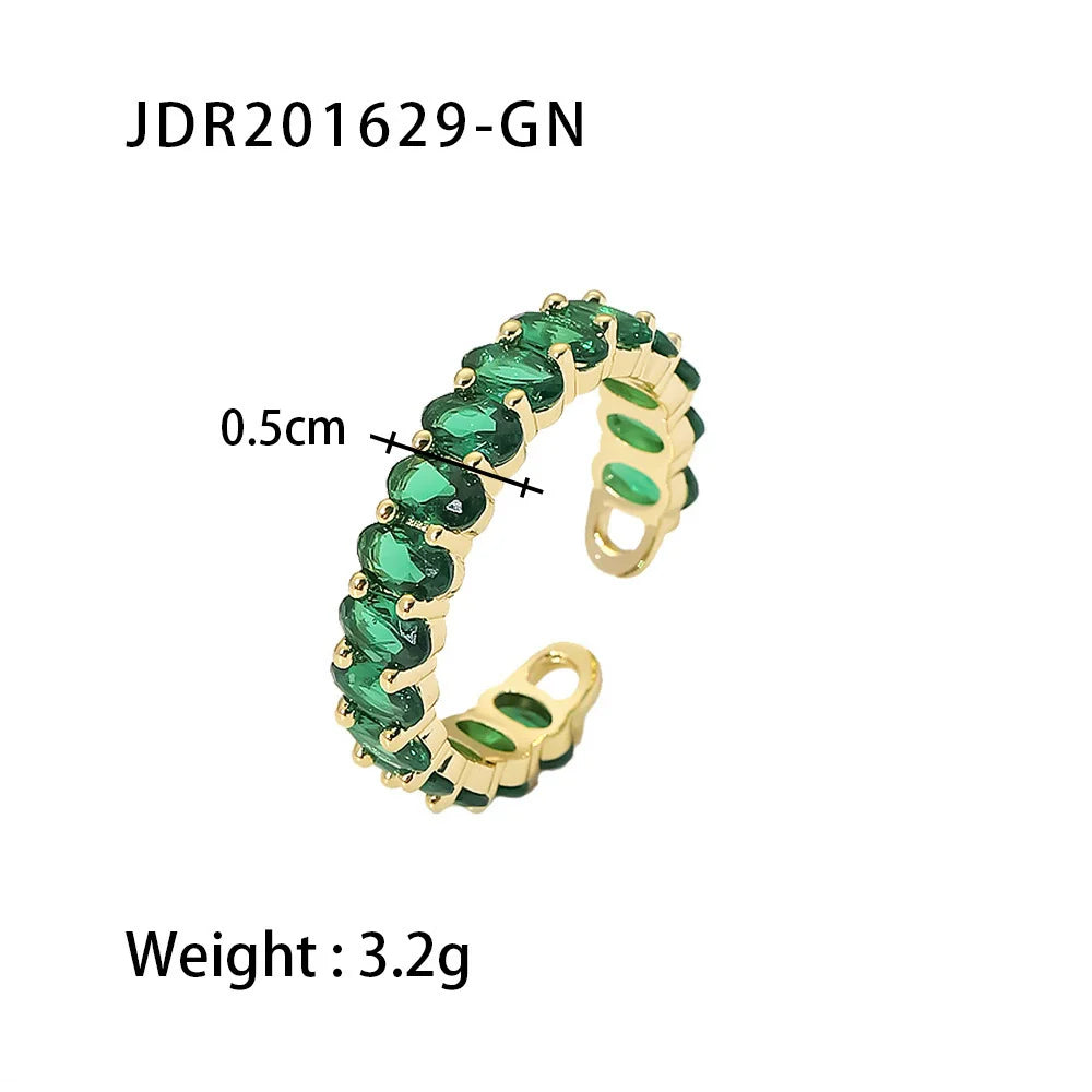 Hazelgrace Zircon Oval Ring - Green