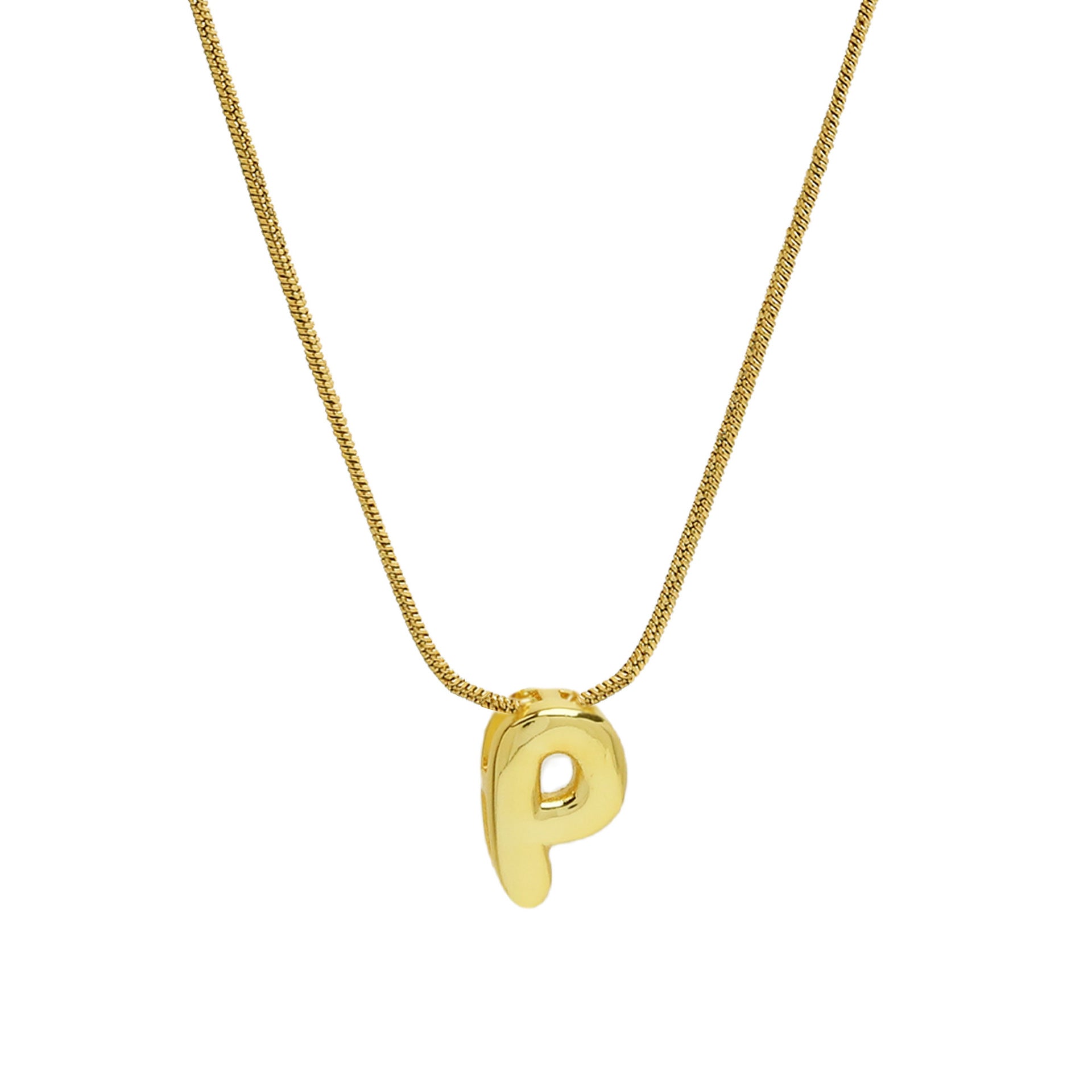 Hallie Initial Snake Chain Necklace - P Letter Necklace [6JHI29ST]