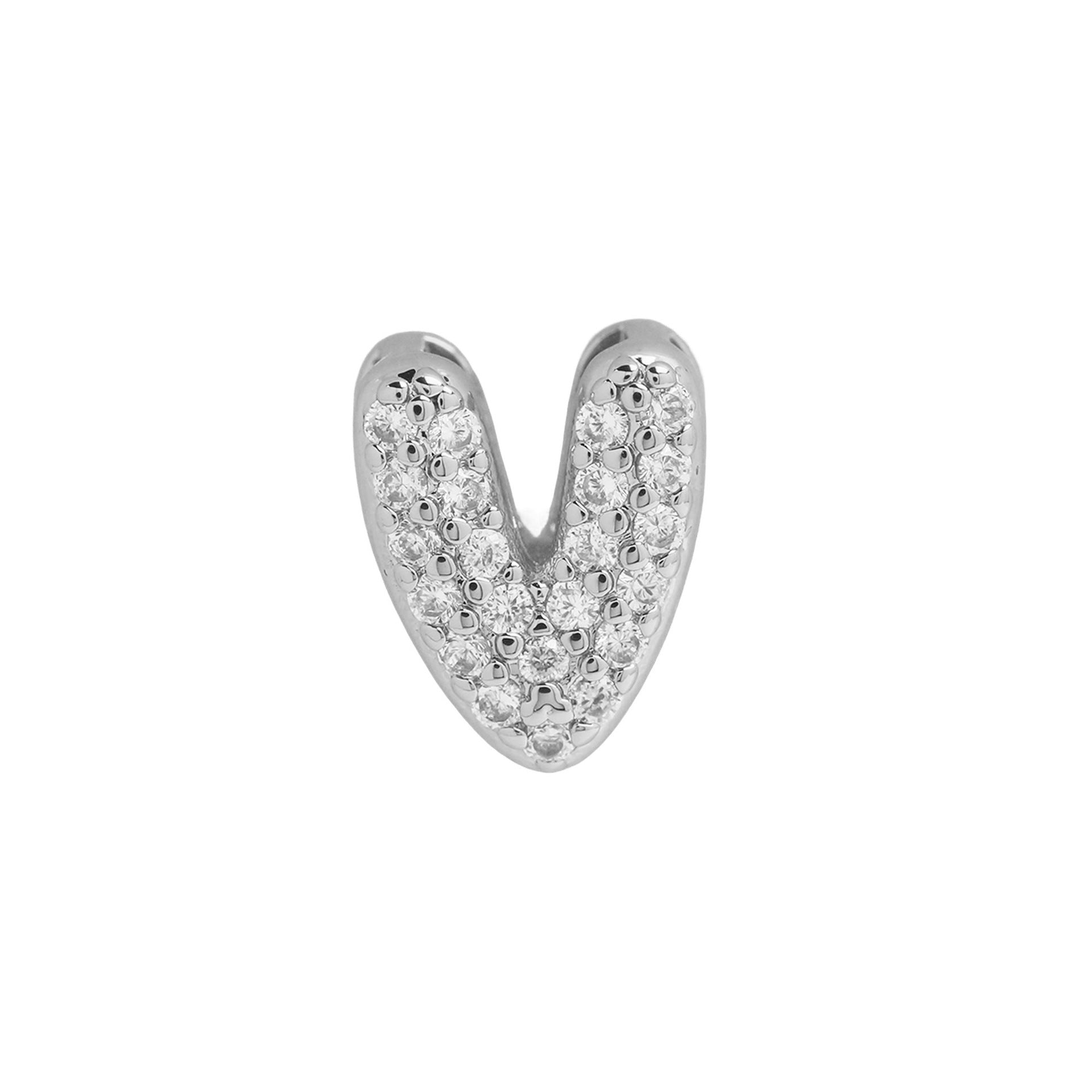 Rosalyn Bubble Letter Necklace - Silver Letter V Pendant [6ORTRUKW]