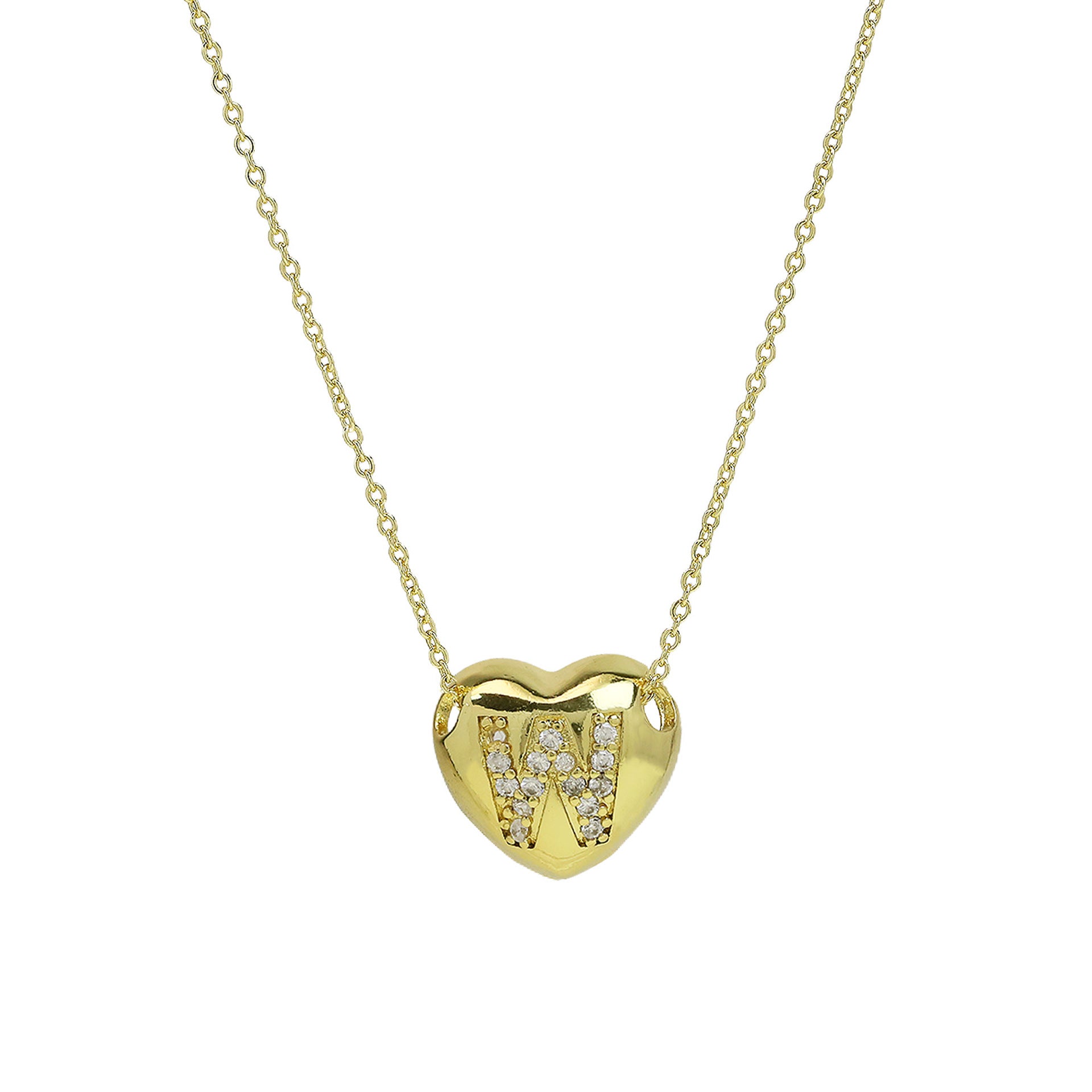 Una Heart Initial Necklace - Letter W [IMGKA8X0]