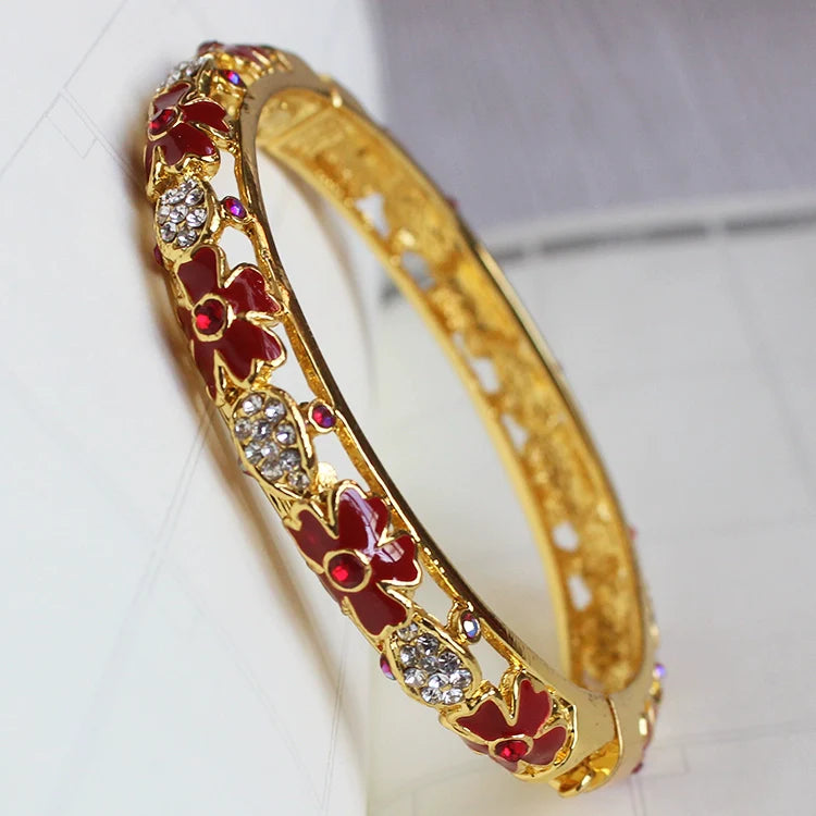 Joanne Filigree Crystal Bangle - Red