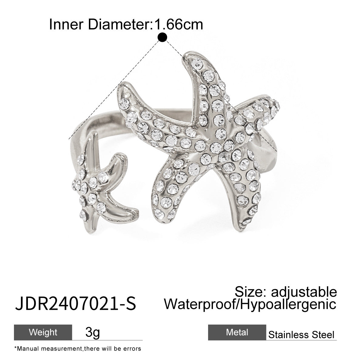 Shams Rhinestone Starfish Ring - JDR2407021-S [49HETQB5]