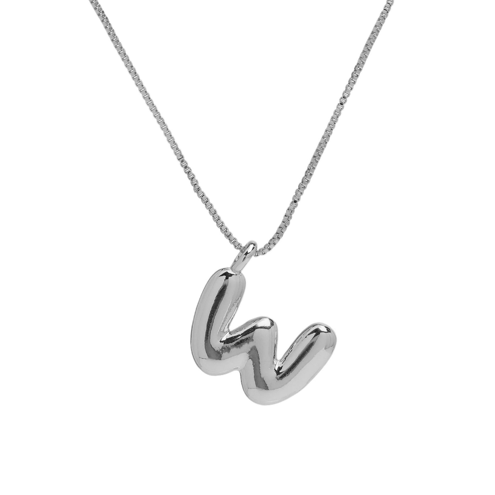 Jesenia Bubble Initial Necklace - Letter W [J49W2CKT]