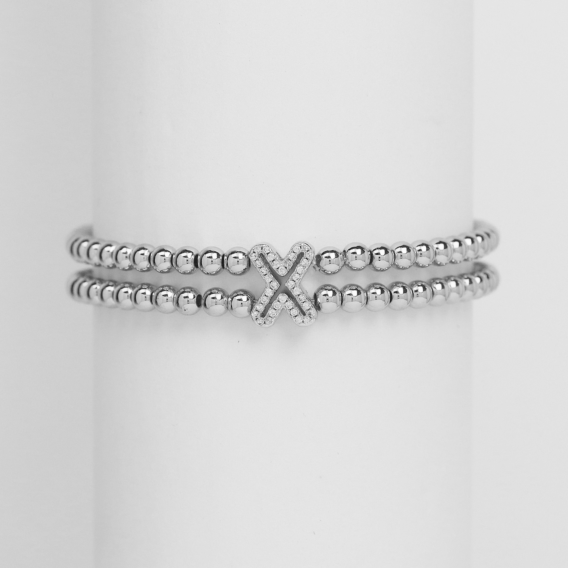 Alexandra Bubble Initial Bracelet - Silver X [UI891NY4]