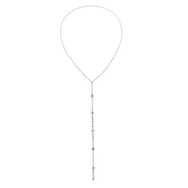 Sonya Long Pendant Necklace - Eye Silver