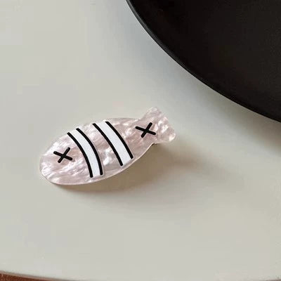 Camillia Whimsical Fish Clips - Pink White-Stripe Small Fish [QFGBAXEC]