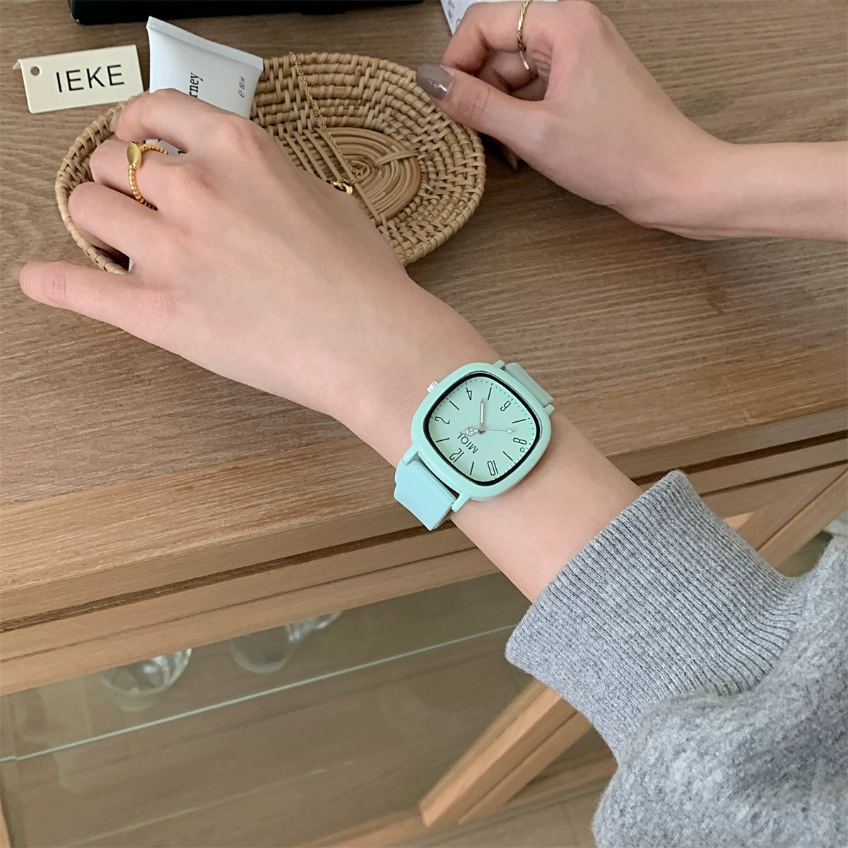 Leylani Preppy Square Watch - Mint Green MIQI Silicone Dial [4IC105X2]