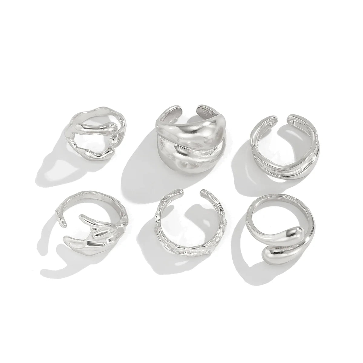 Aylee Irregular Layered Ring Set - Silver