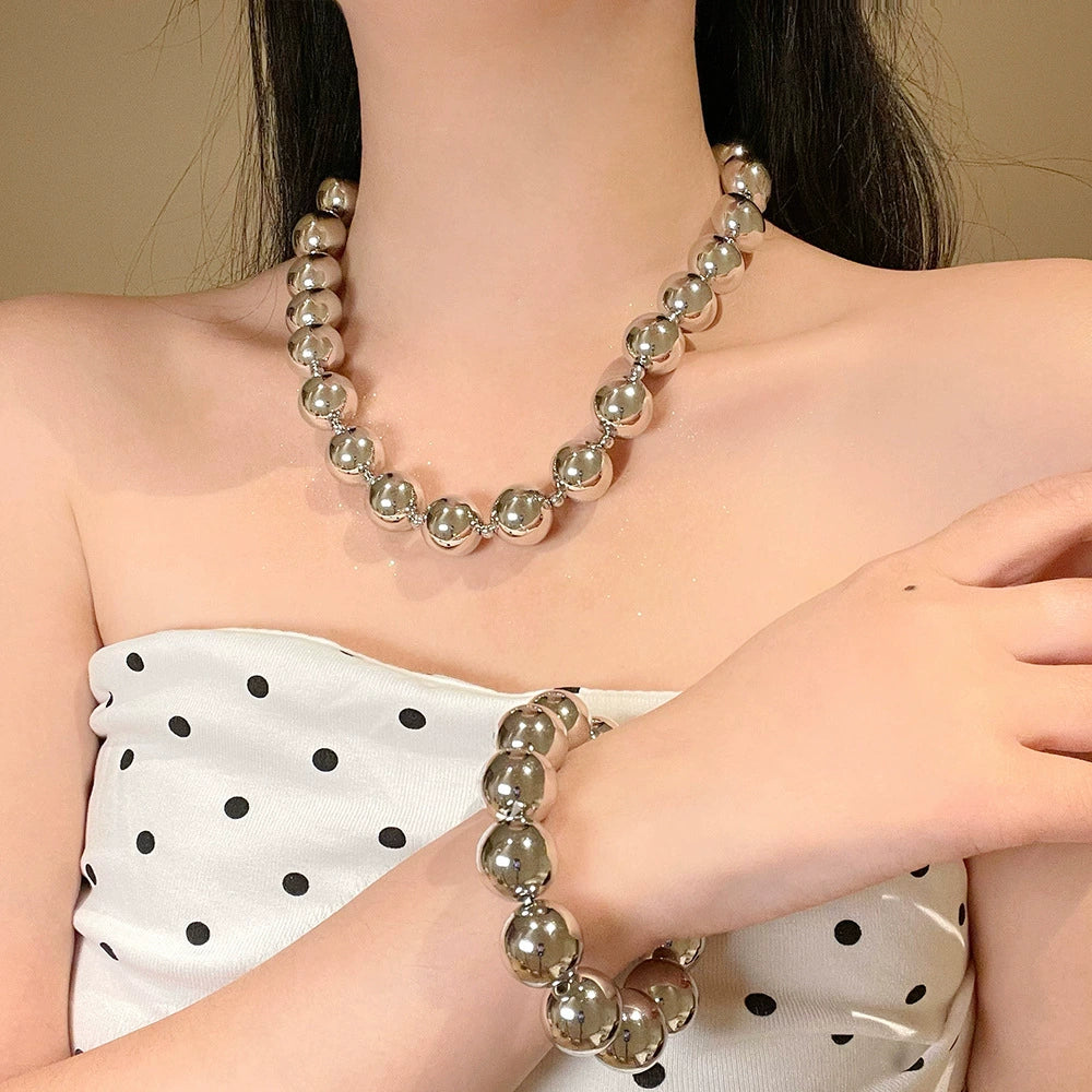 Clark Dainty Crystal Bead Jewelry - Silver Round Bead Bracelet [KP1ZKNOD]