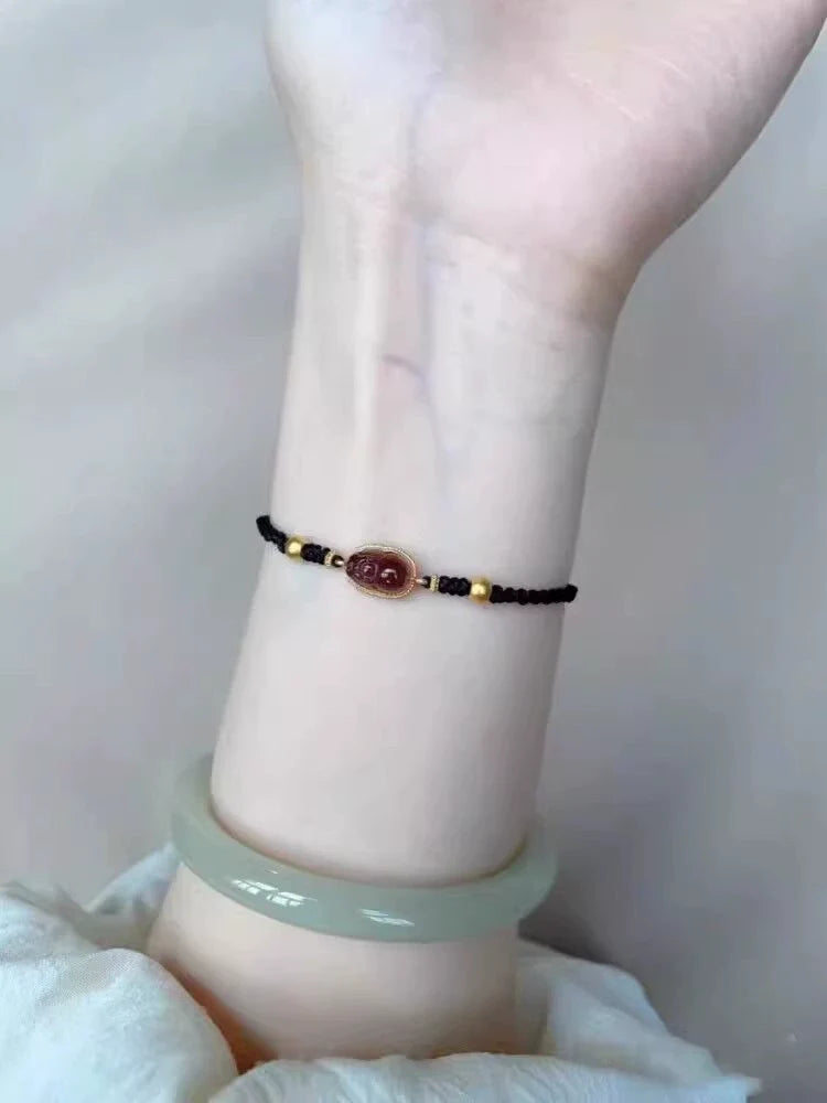 Katana Fortune Pixiu Braided Bracelet - Red Pixiu Bracelet