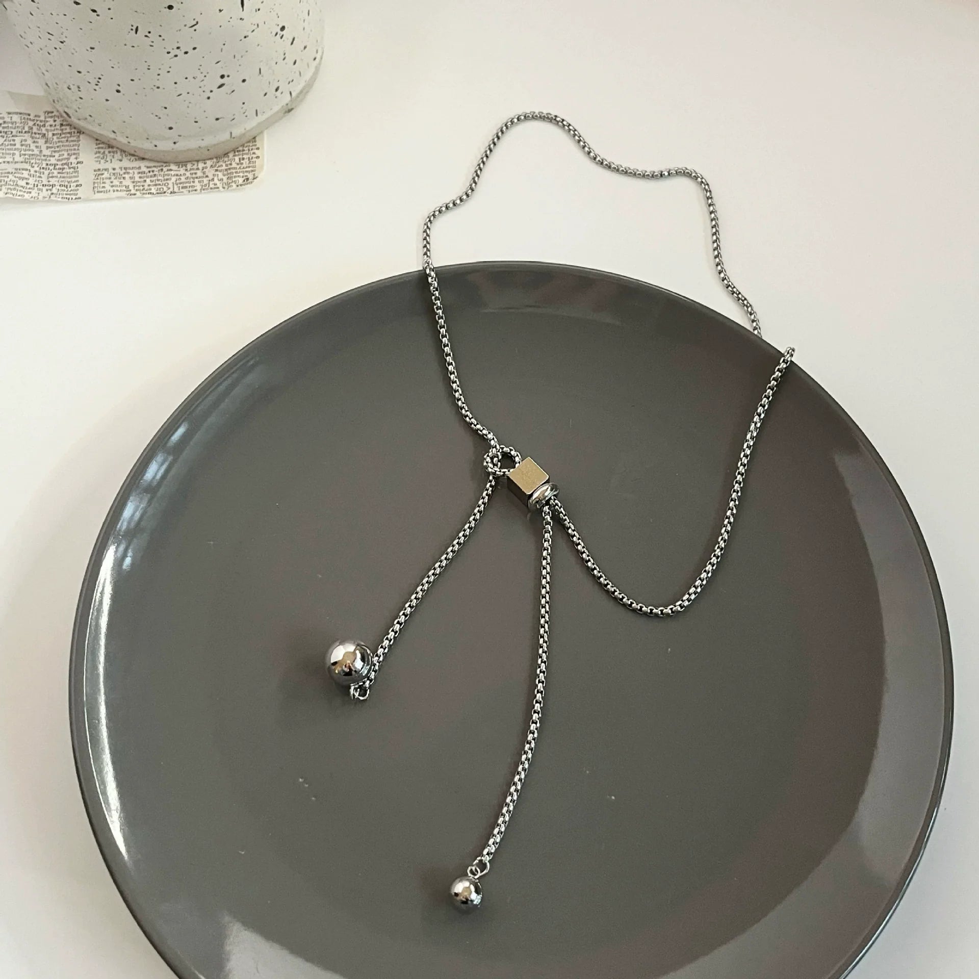 Johnna Adjustable Geometric Necklace - Pull-Adjustable Necklace