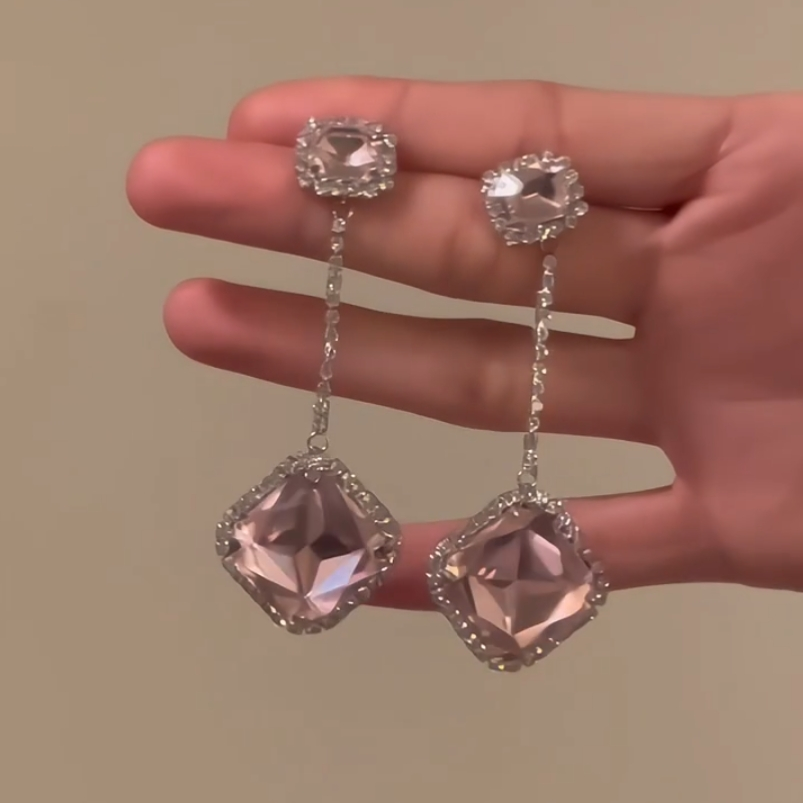 Valencia Pink Statement Necklace - Earrings (Pair)